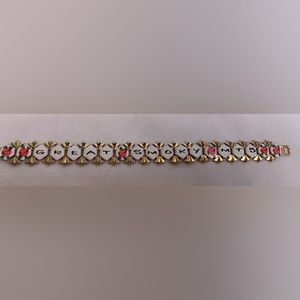 Vintage gold tone hand painted bracelet great Smokey mountains retro souvenir